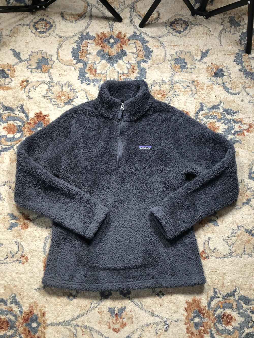 Patagonia Fleece Pullover Womens Medium Gray Los Gatos 1/4 Zip Sherpa Fuzzy